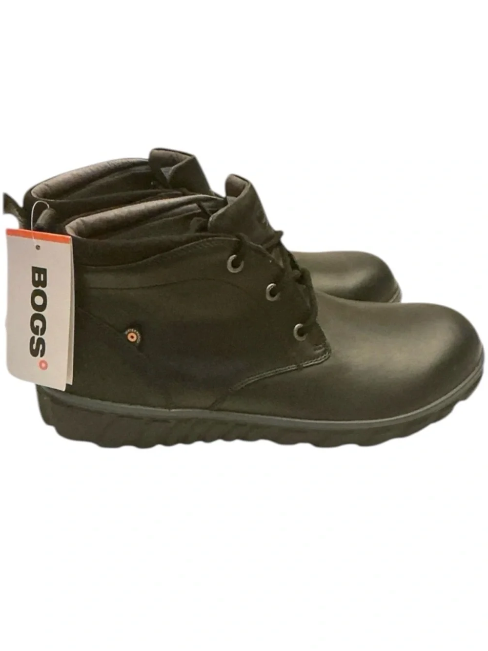 BOGS Mens Classic Casual Black Leather Chukka Boots Size 9.5 Waterproof Lace-ups